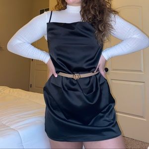 black satin dress from misguided